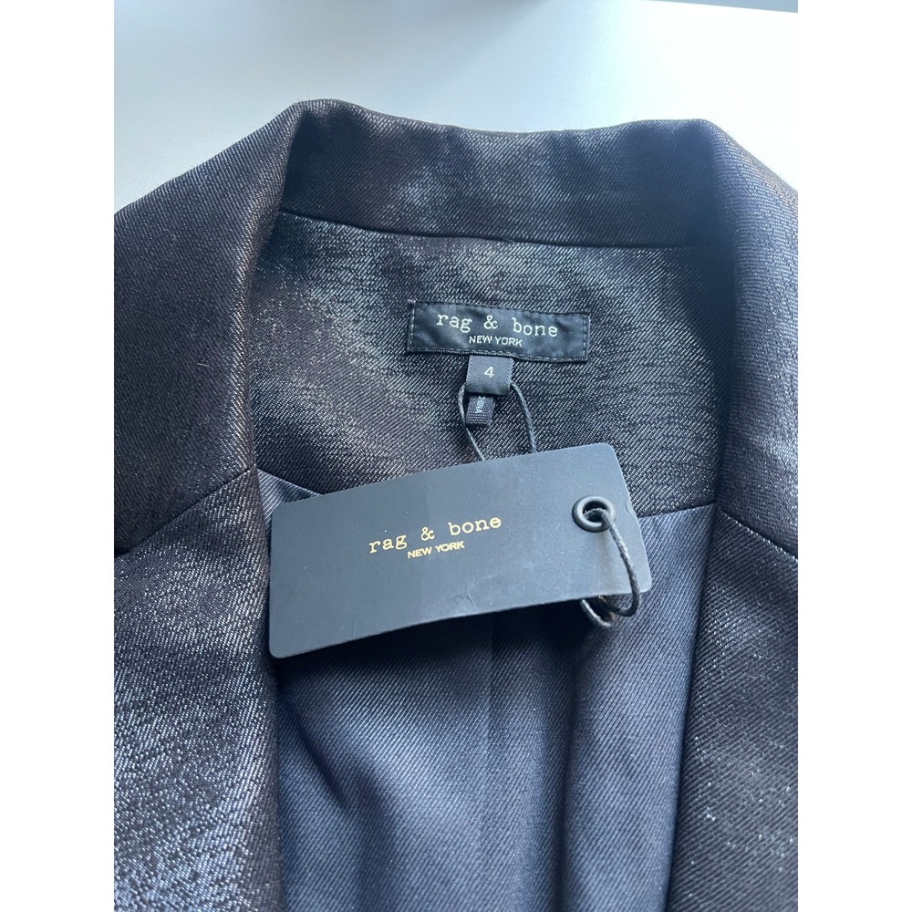 Rag & Bone Women Black Metallic Razor Jacket Virgin Wool Blazer 4 New $595 - Picture 6 of 10